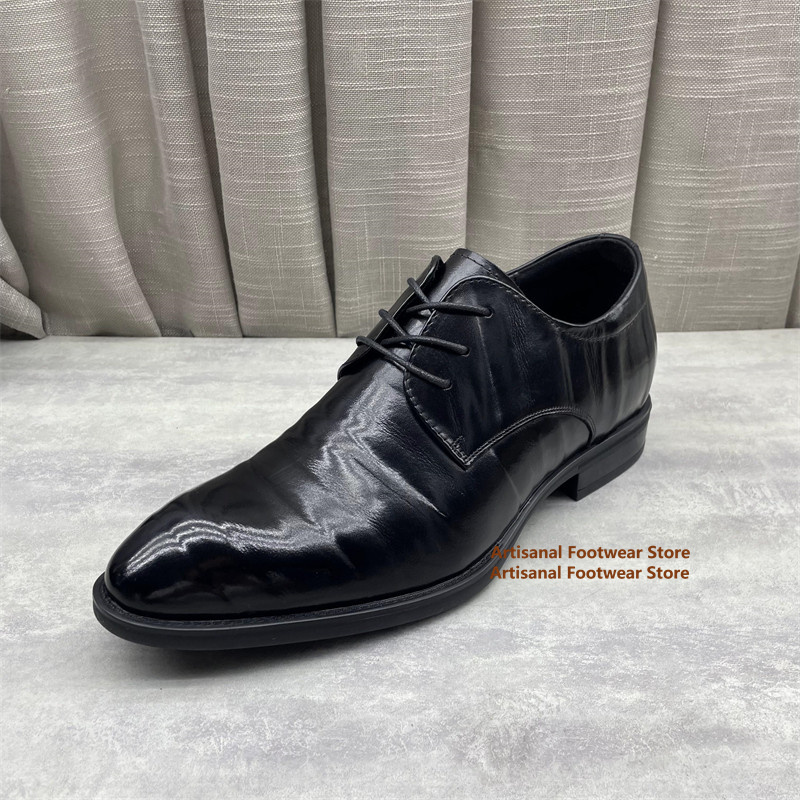 Formal Men Daily Wear Shoes - Zwarte leren Oxford-schoenen voor heren, klassieke