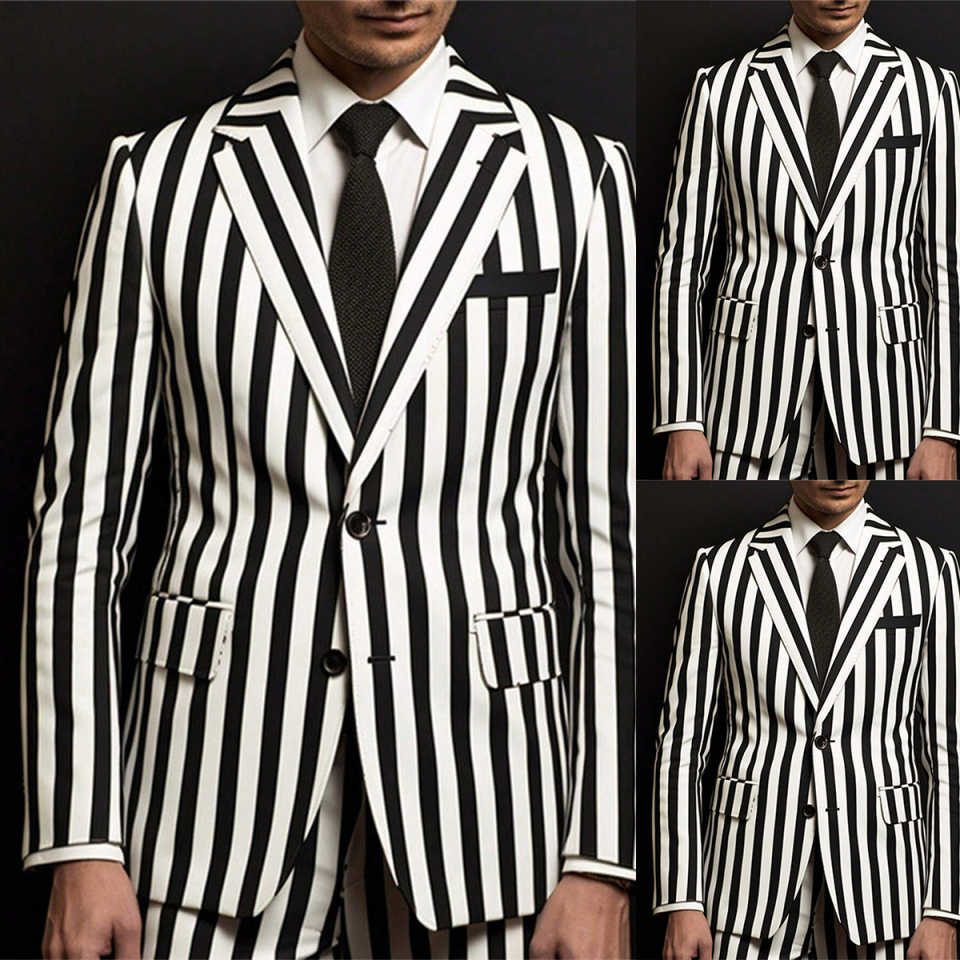 Men'S Holiday Formal Wear - Lentemode Gestreepte herenbroekpakken Feestdagen Feest Formele