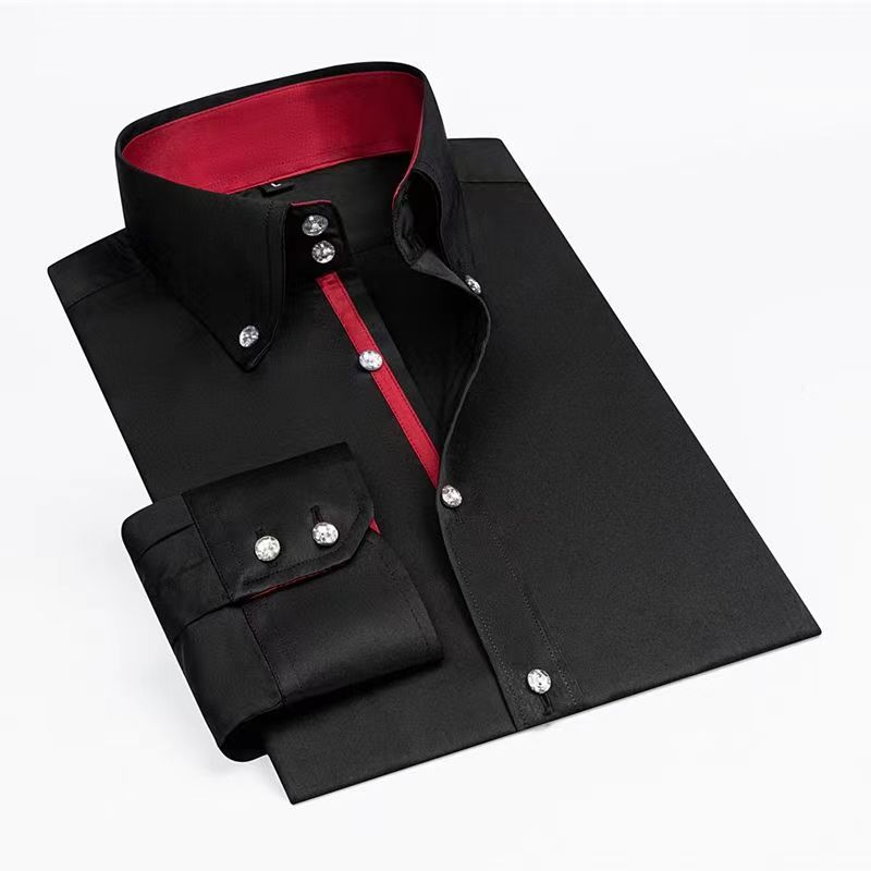 Korean Men Formal Wear - Heren Designer Overhemd Met Knoopsluiting En