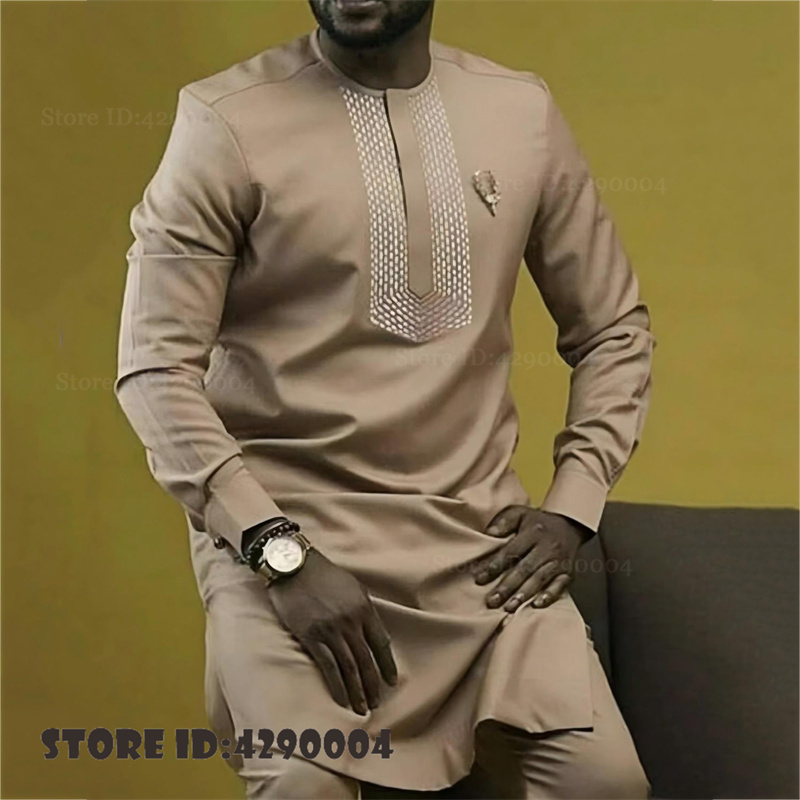 Men'S Formal Ethnic Wear - Afrikaanse traditionele herenpakken, lange mouwen, shirt