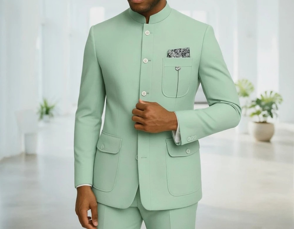 Men Formal Wear Office - Safari pakken voor heren, premium lichtgroene