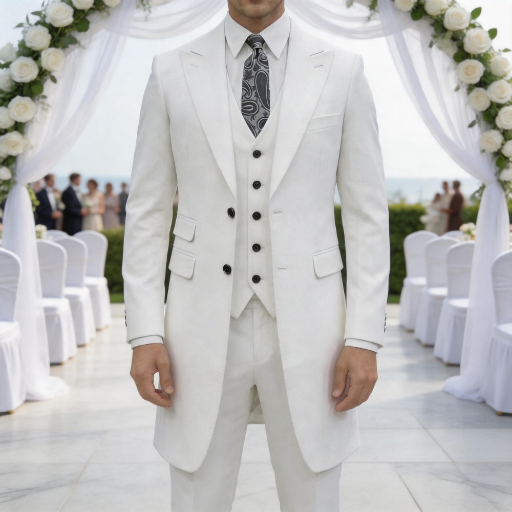 Men Formal Wear Outfits - Slankgesneden 3-delige formele herenpakken lange jas