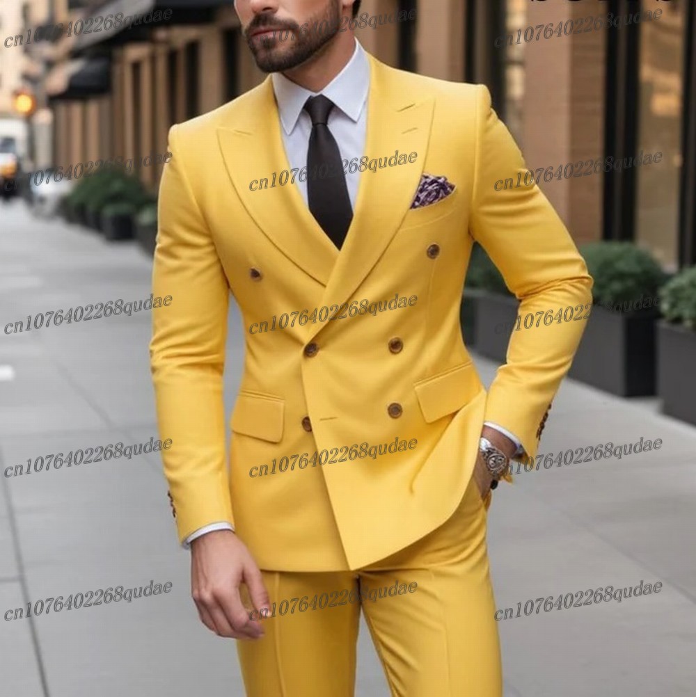 Formal Wear Jersey For Men - Geel Formele Gelegenheid Mannen Pak Bruiloft