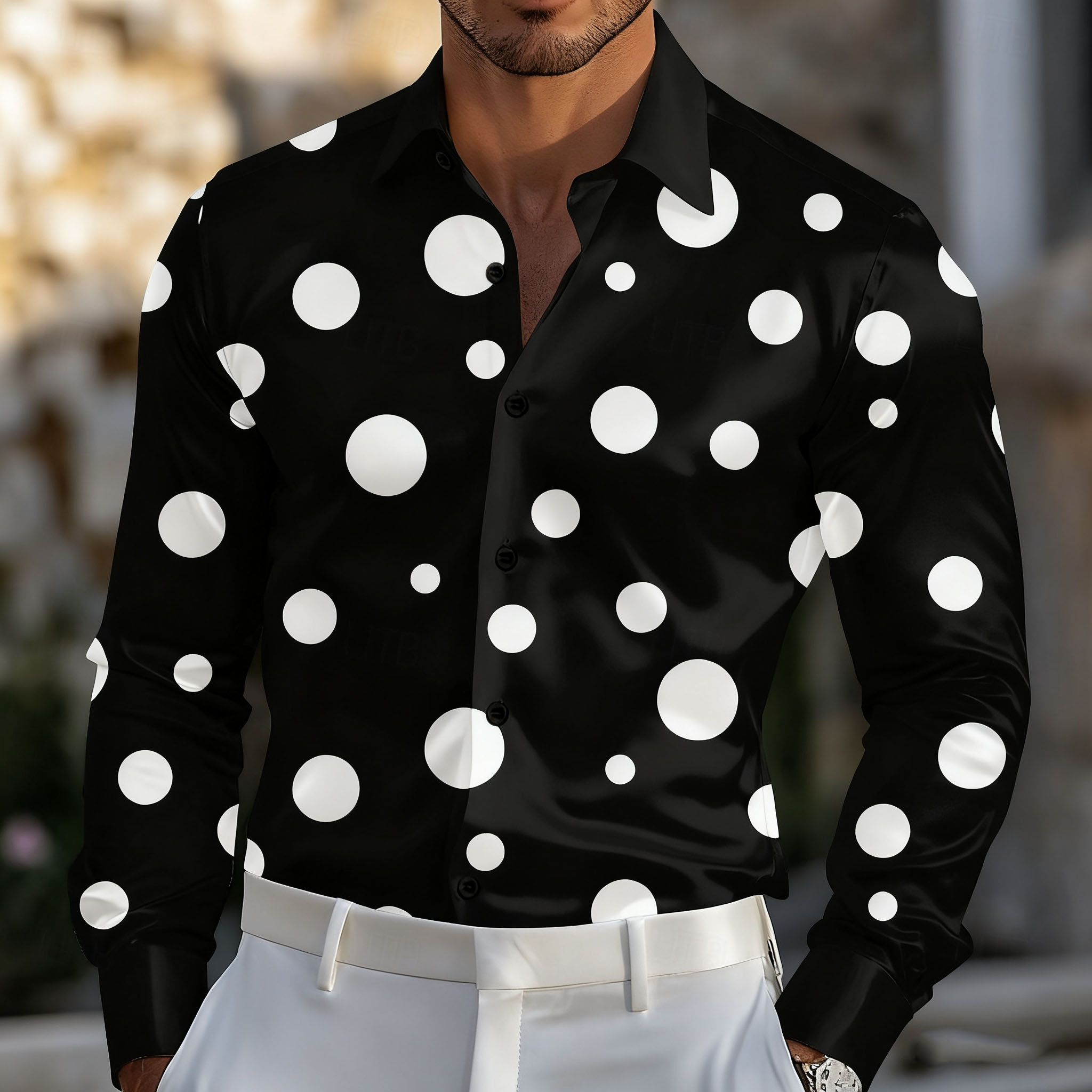 Men'S Holiday Formal Wear - Heren overhemd met geometrische stippen, formeel