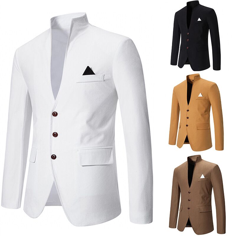 Men Formal Wear Office - Casual Bruiloft Heren Smokingjas Formeel Kraagloos
