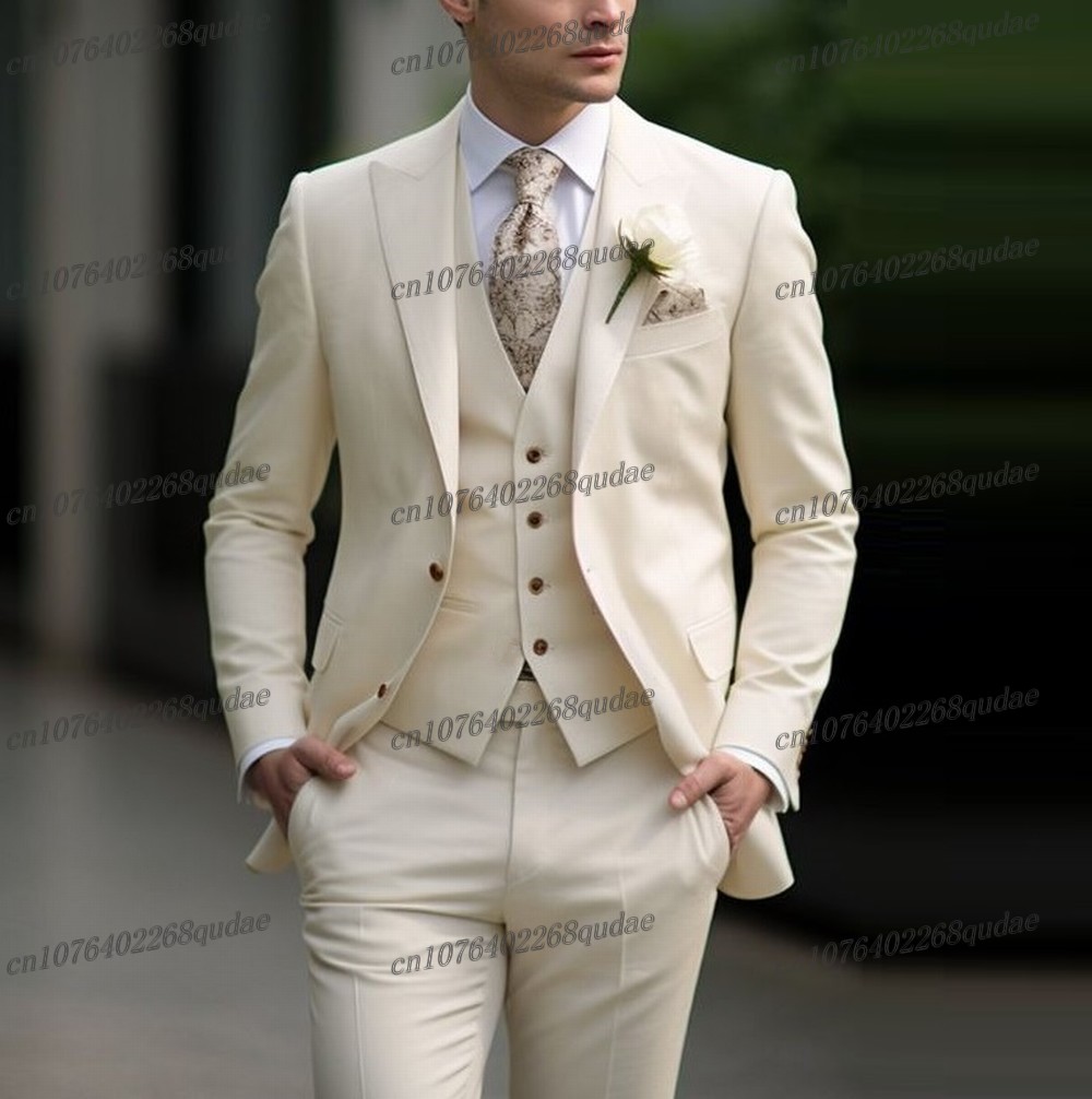 Formal Wear Jersey For Men - Nieuwe Formele Ivoor Mannen Pak Bruiloft
