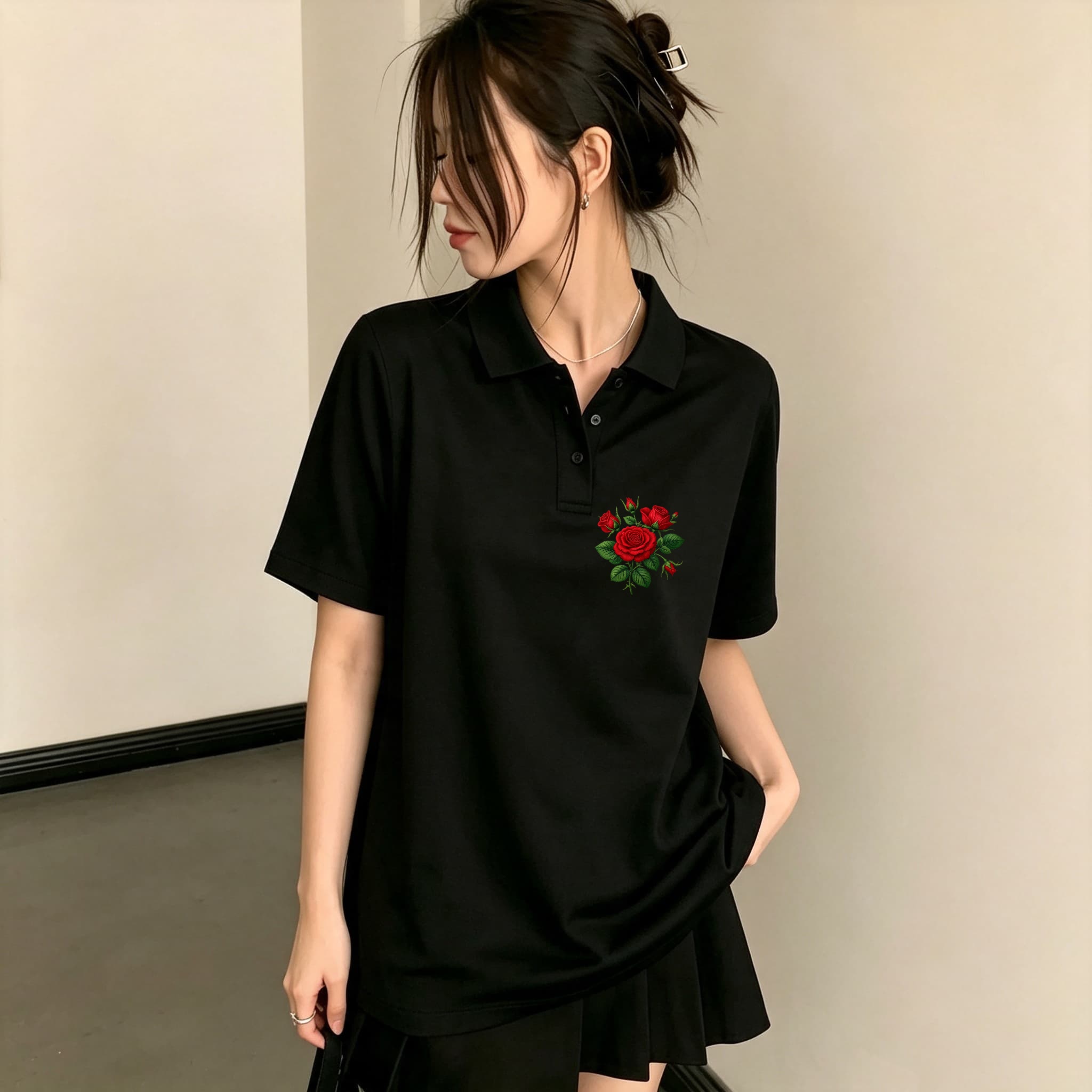 Men Formal Wear All Black - Allround casual zwarte poloshirt voor meisjes