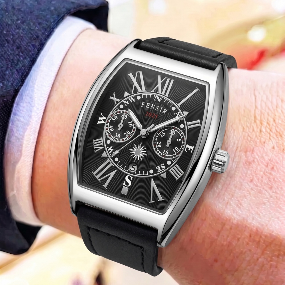 Men'S Holiday Formal Wear - Hoogwaardig herenhorloge met tonvormig quartz uurwerk,