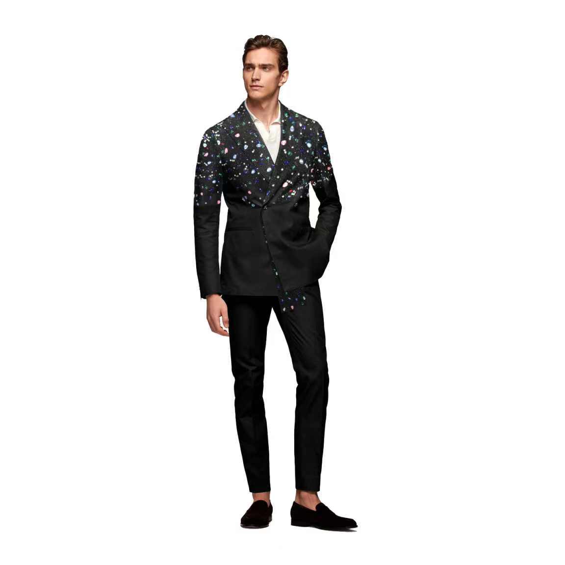Zwarte Mannen Pak Set 2-delige - Formal Wear Jersey For Men recensie en prijs