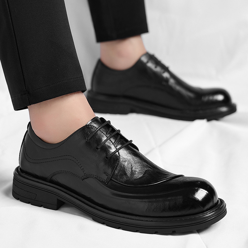 Bruin gepolijst echt leer met  - Formal Men Daily Wear Shoes recensie en prijs