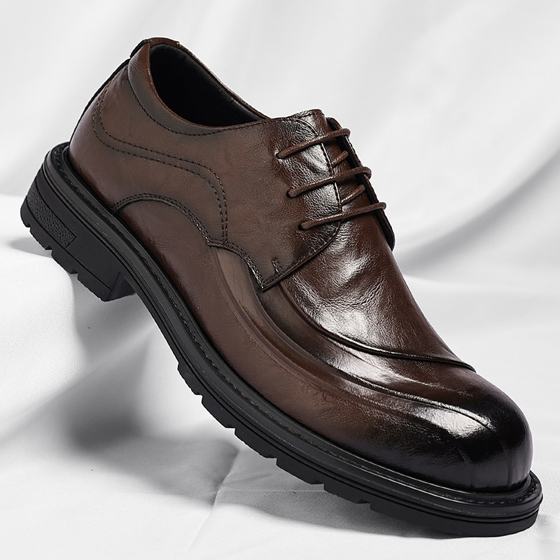 Bruin gepolijst echt leer met  - Formal Men Daily Wear Shoes recensie en prijs