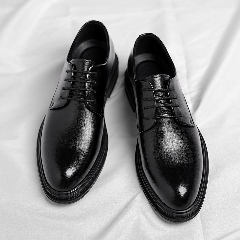 Heren zwarte getextureerde ler - Men Formal Wear All Black recensie en prijs