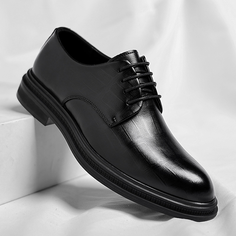 Heren zwarte getextureerde ler - Men Formal Wear All Black recensie en prijs