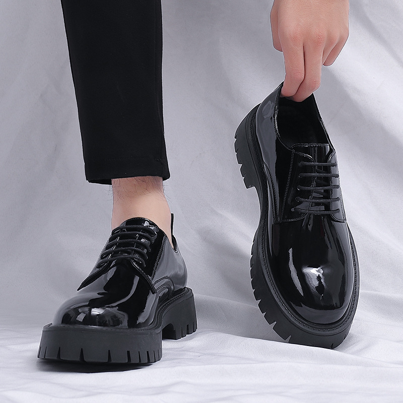 Heren zwart lakleer met veters - Men Formal Wear All Black recensie en prijs