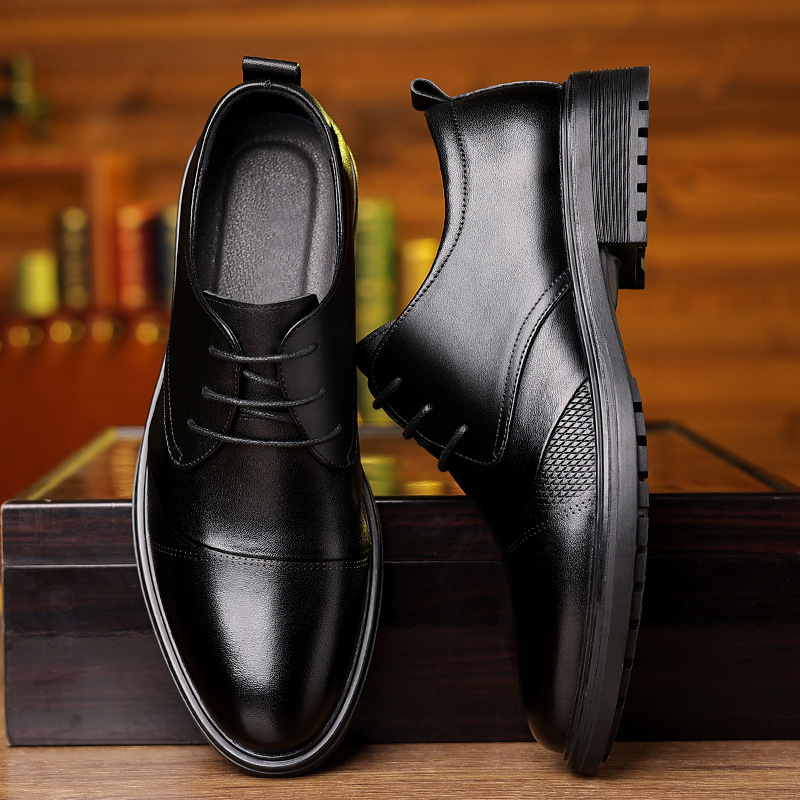 Heren zwart echt leer getextur - Formal Men Daily Wear Shoes recensie en prijs