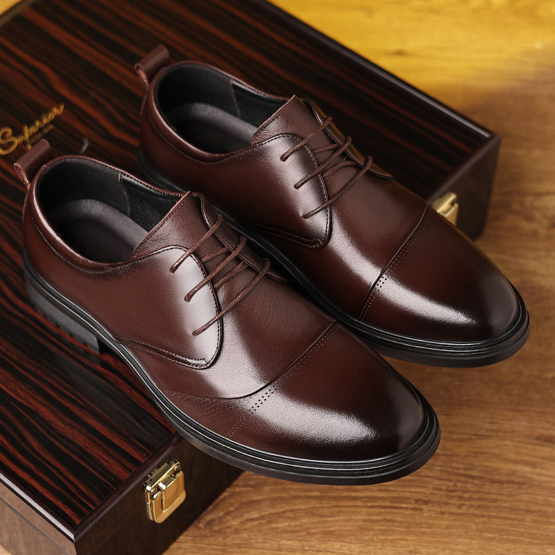 Heren zwart echt leer getextur - Formal Men Daily Wear Shoes recensie en prijs