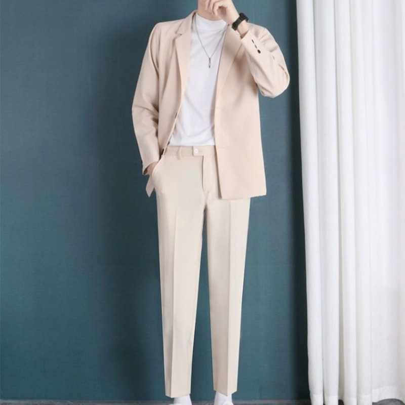 Abrikozenkleurige tweedelige p - Korean Men Formal Wear recensie en prijs